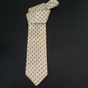 Burberry Beige Tie with Blue Oval Pattern